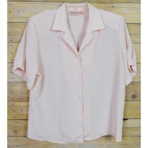 Vintage Jaclyn Smith Shirt 14 Light Pink Short Sleeve Button Down Made USA